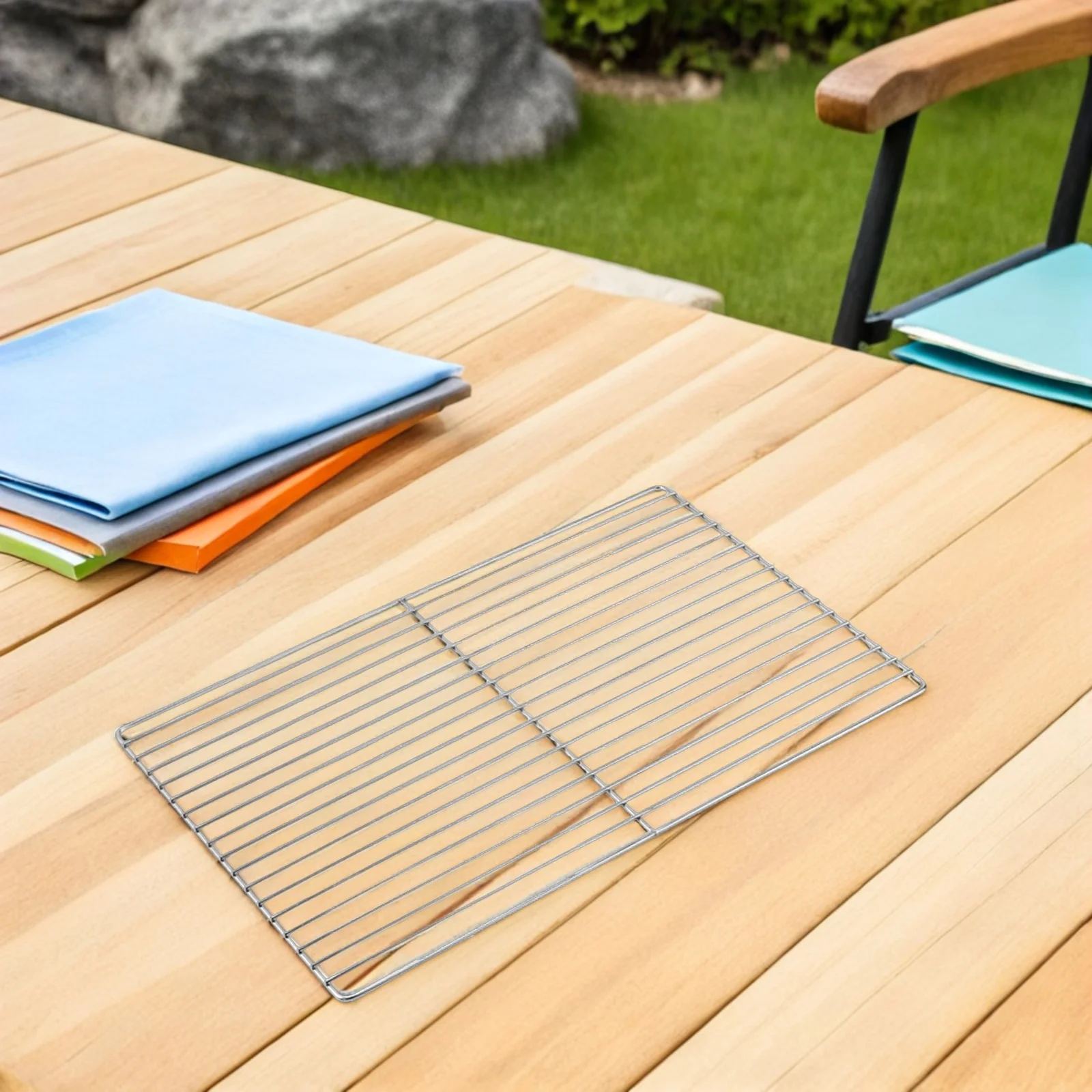 

1pc Stainless Steel Barbecue Basket Multi-Use Bbq Grill Mesh Durable Wire Rack For Camping Outdoor Cooking Baking Kitchen Tool