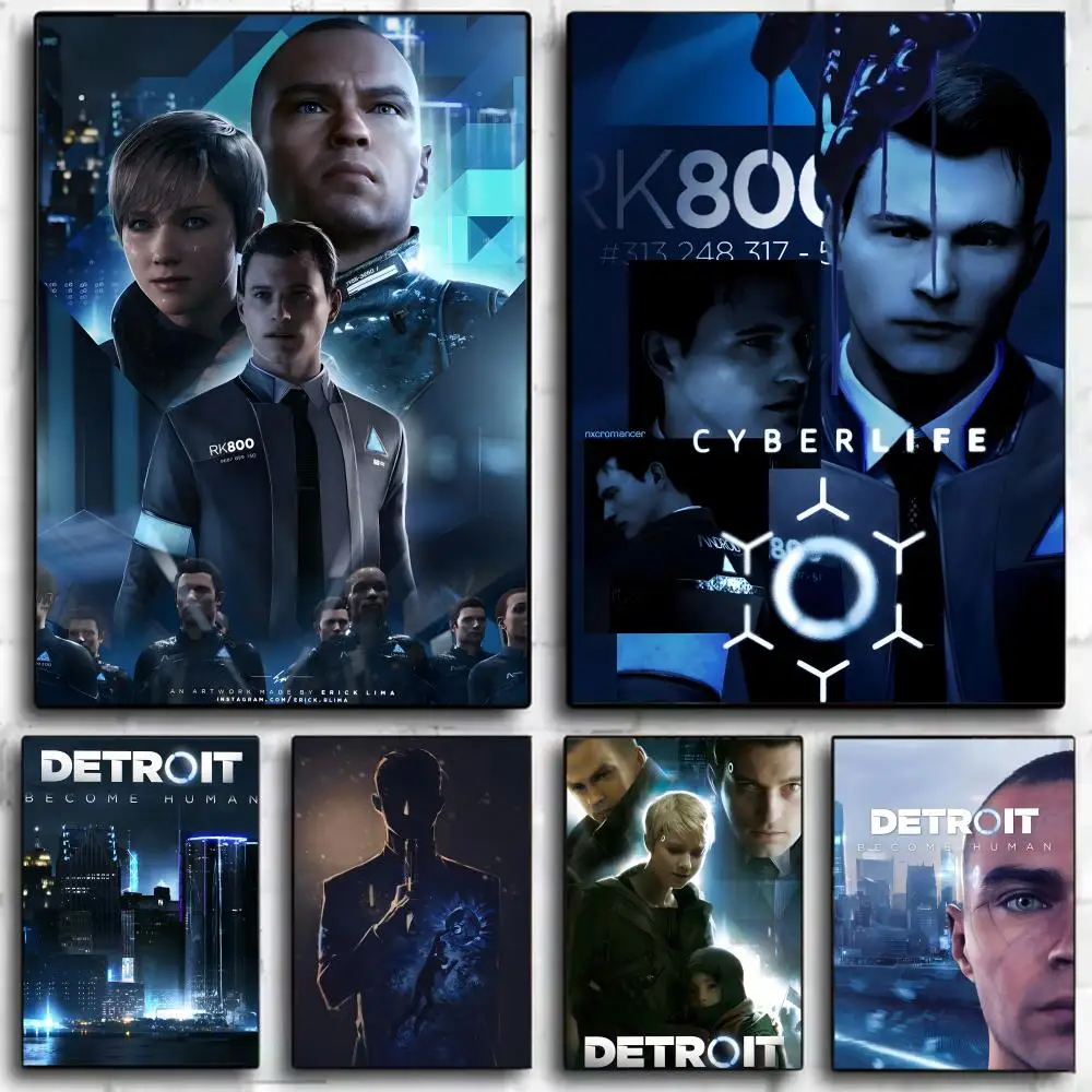 D-Detroit b-côome – affiche de jeu interactif humain, toile murale imprimée, décoration murale pour la maison, cadeau sans cadre
