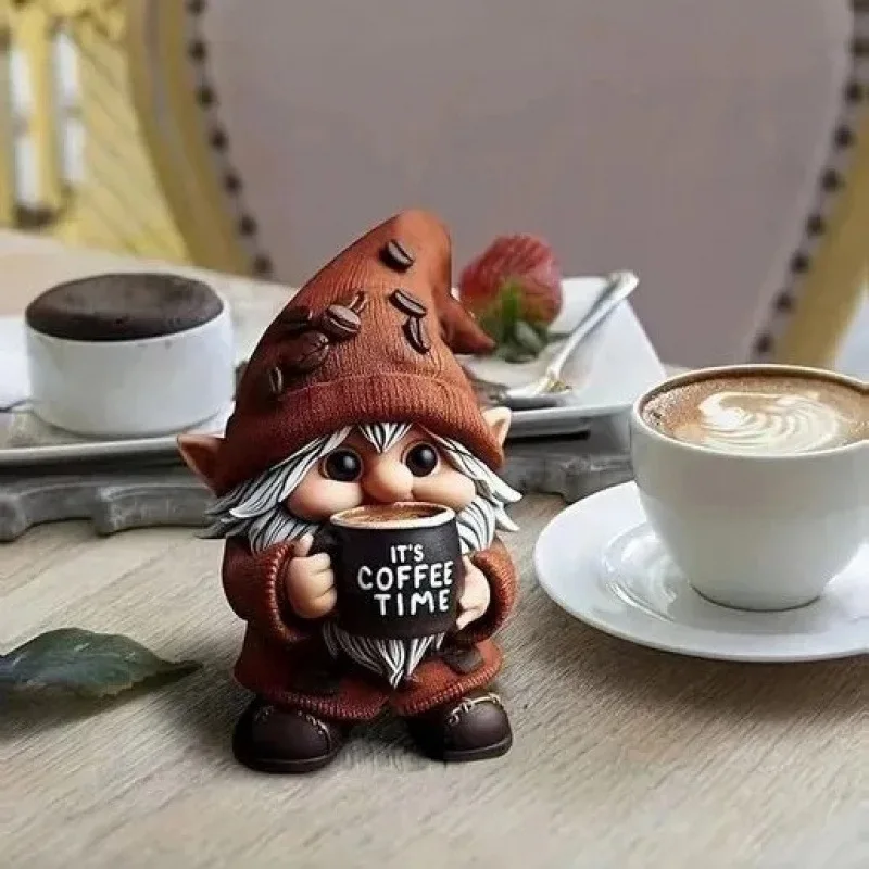 Coffee Gnomes Funny Resin Statues For Home Room Decor Ornaments Couple Partner Valentine's Day Anniversary Gifts Decorations