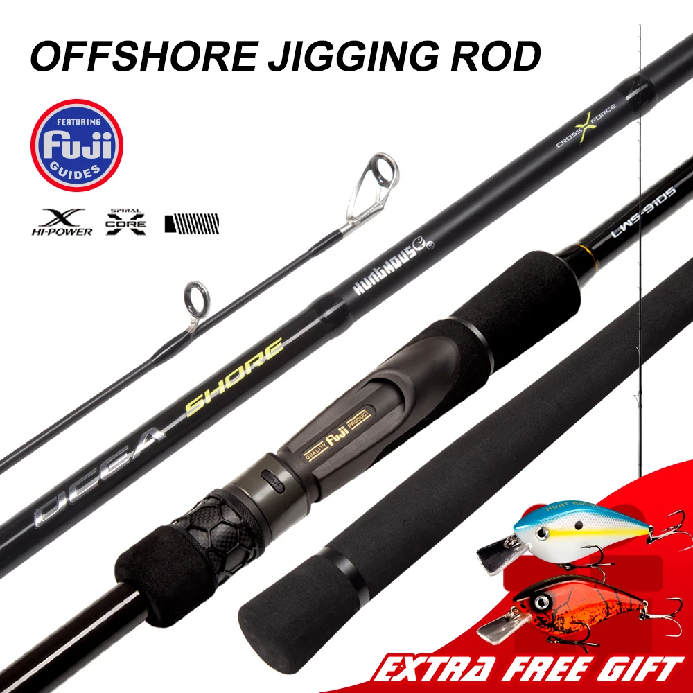 hunthouse seabass shore spinning jigging vara de pesca fuji dual carbon fiber x ride agua salgada secao 265m 3m aneis 01