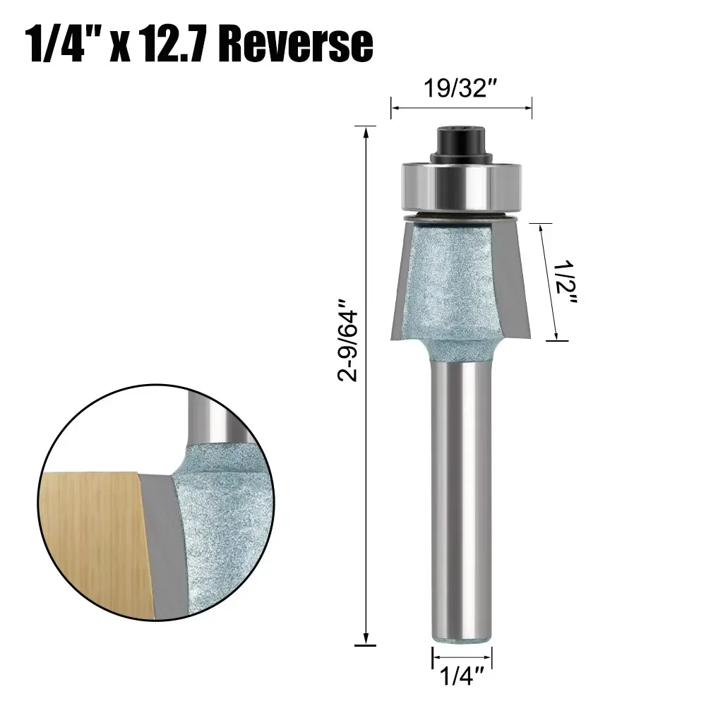 6mm 1/4′′ Shank 8 Degree Bevel Edging Knife 2 Edge Bevel Edging Knife Edge Sealing Machine Tool Forward Reverse Head Chamfer