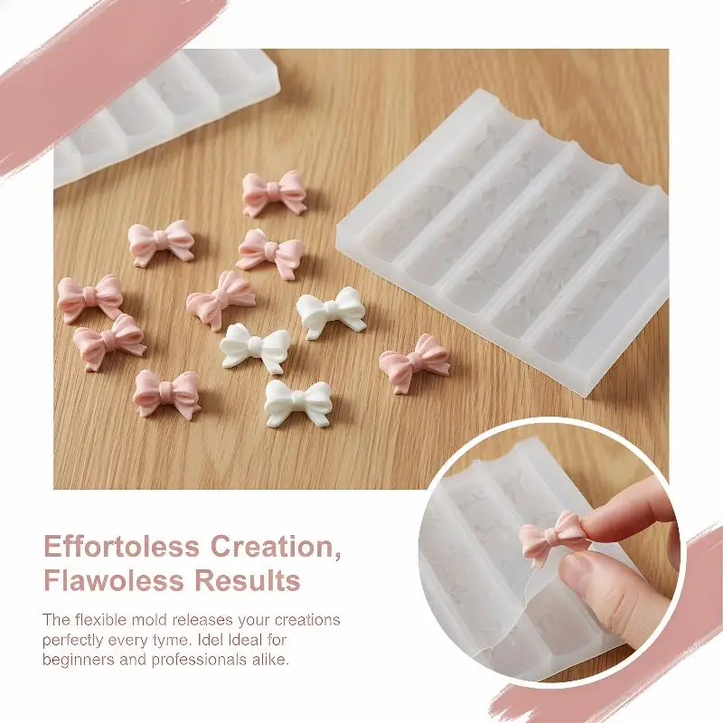 3D Long Ribbon Bow Silicone Nail Art Molds Multiple Style Bows UV Gel Polish Nail Carving Stencil Bow Tie DIY Manicure Art Mould