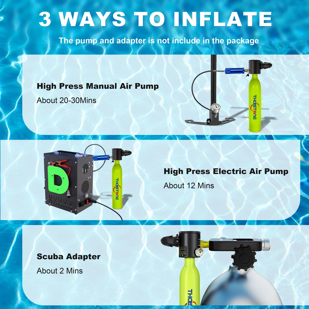 التايلاندية 1L معدات غطس الغوص الأكسجين اسطوانة خزان الغوص تحت الماء التنفس خزان الهواء قناع الغطس