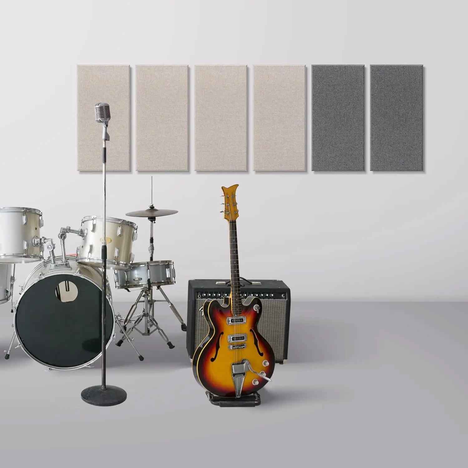 6PCS Acoustic Panel High Density Sound Absorbing Noise Soundproofing Felt Bulletin Cork Wall Tiles Board Studio Isolation KTV Treatment Home Office Decorative Notice Corkboard