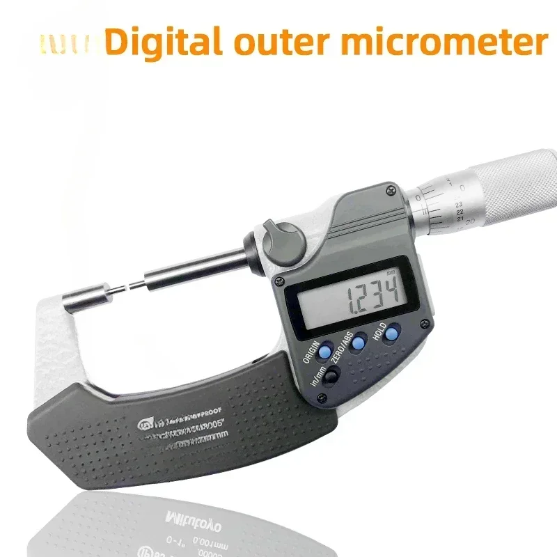 0-25mm Digital Micrometer 0.001mm Electronic Micrometer Gage Chrome Plated Outer Diameter Micrometer