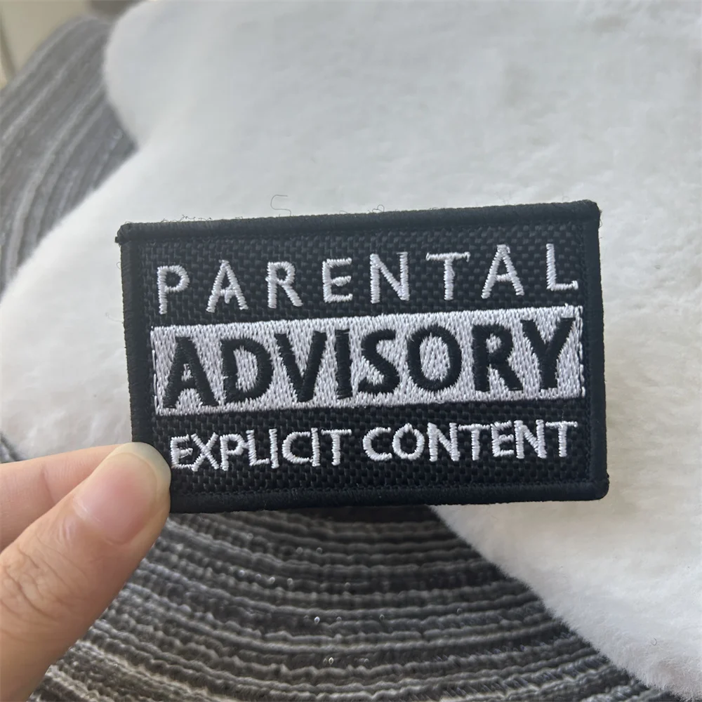 Parental Advisory Explicit Content Armband Letter Embroidery Tactical Patch Outdoor Hook and Loop Military Backpack Stickers