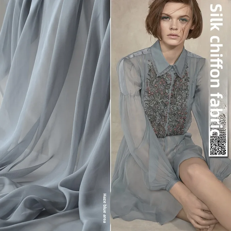 Solid Color Mulberry Silk Chiffon Fabric for DIY Sewing Handmade Dress Shirt Scarf Clothing Fashion Material Cloth By The Meter
