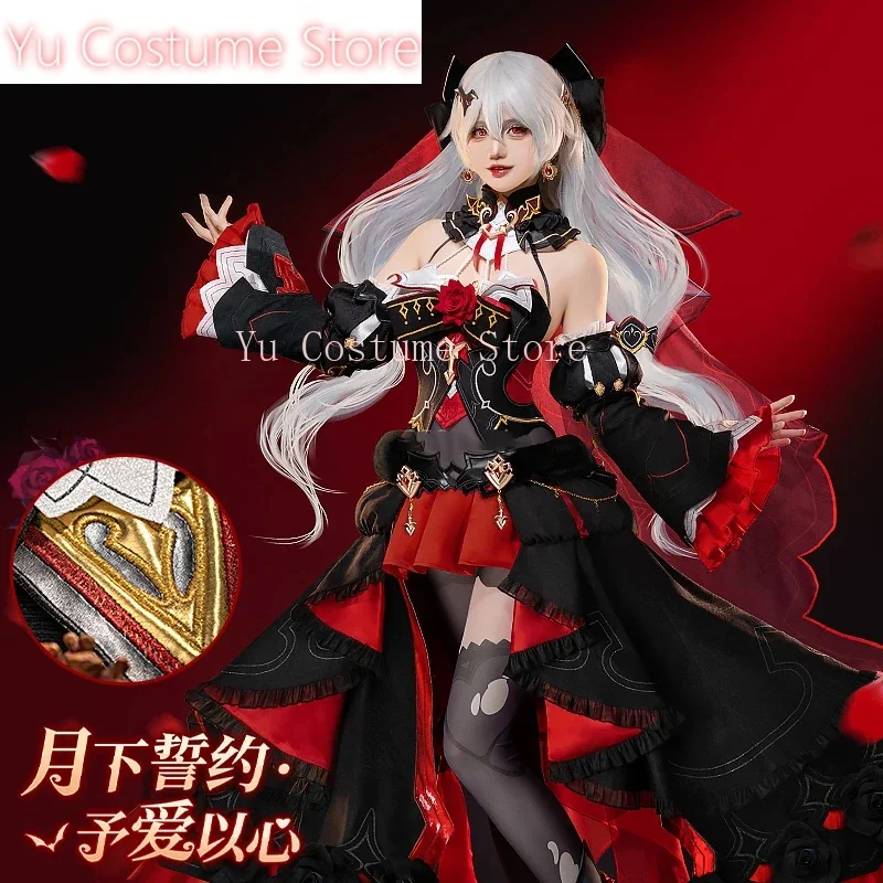 YuCostume Honkai Impact 3rd Theresa Apocalypse Lunar Vow: Crimson Love Game Suit Gorgeous Cosplay Costume Halloween Party Outfit