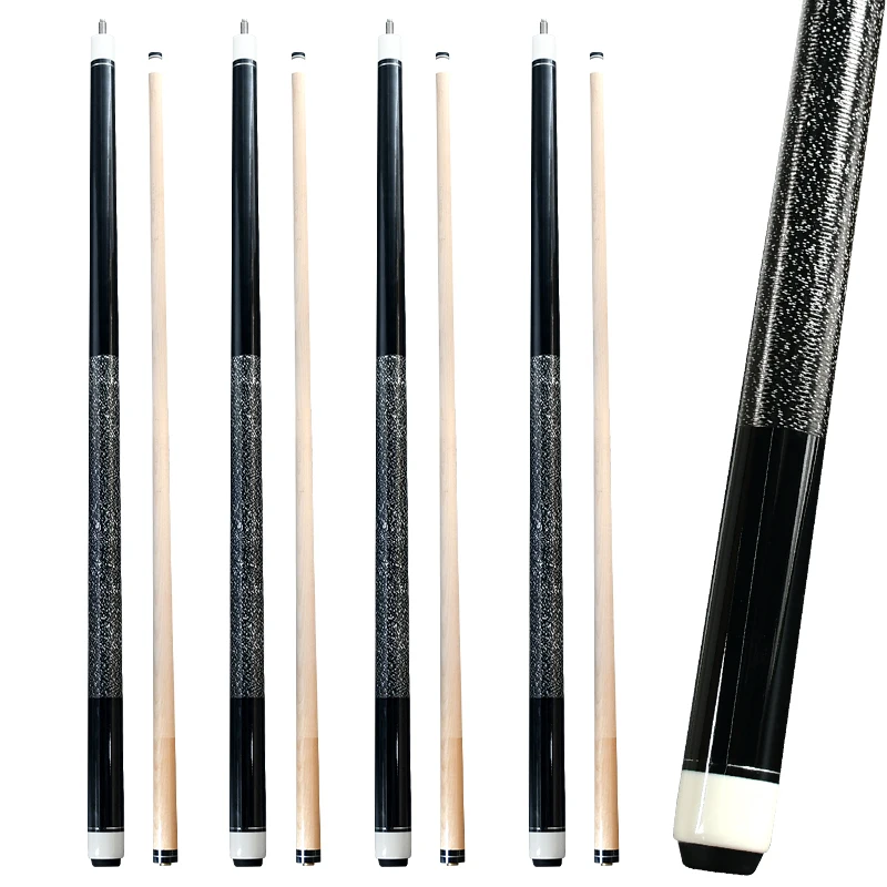 Professional Two Piece American Billiard Cue 58 Inch 20oz 12.5mm Tip Printed Linen Wrap Handle Snooker Cue Stick TP-C4829-BK