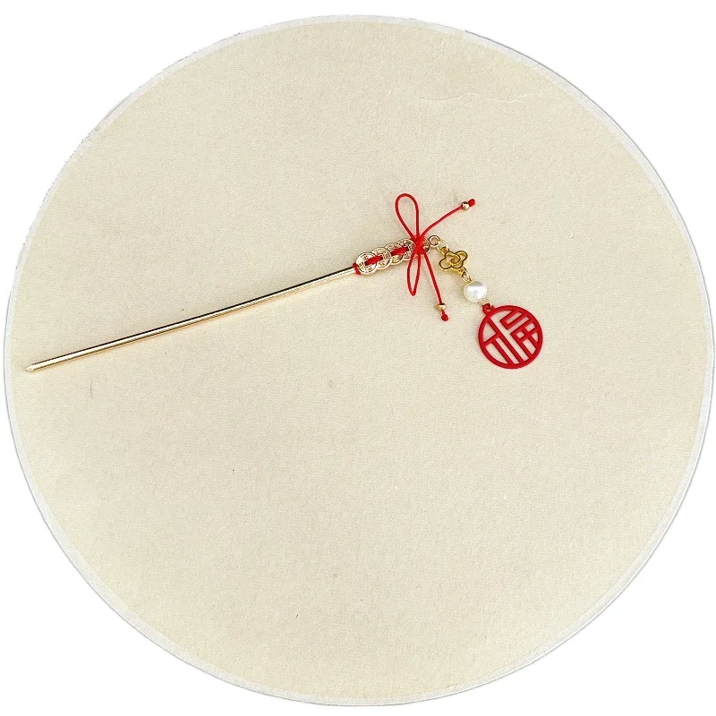 

Vintage Antique Ancient Hair Stick Copper Coin Chinese Knot New Year Hairpin Chinese Style Tassel Hanfu Hair Fork Women