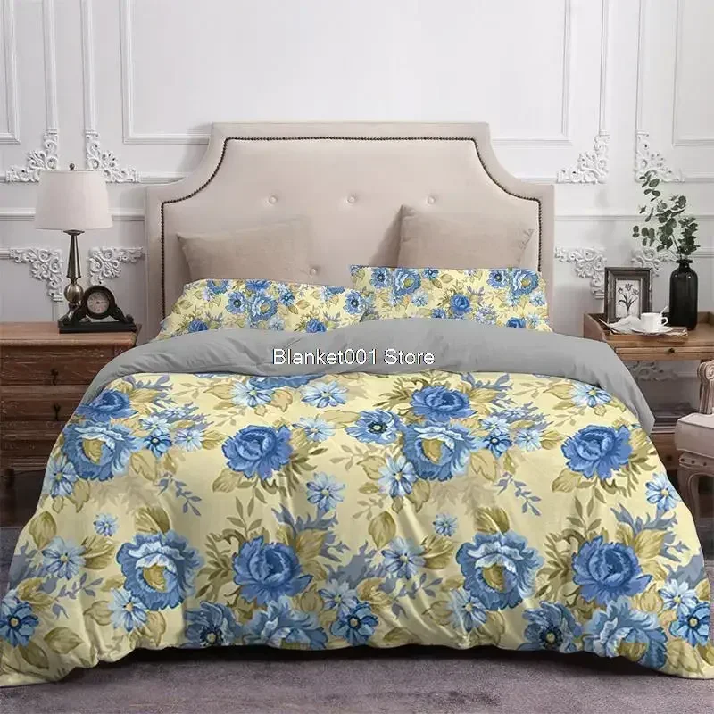 

Plant Printing Duvet Cover 220x240 210x210 Queen King Bedding Set Luxury Flowers Bed Covers Elegant Quilt Cover with Pillowcase