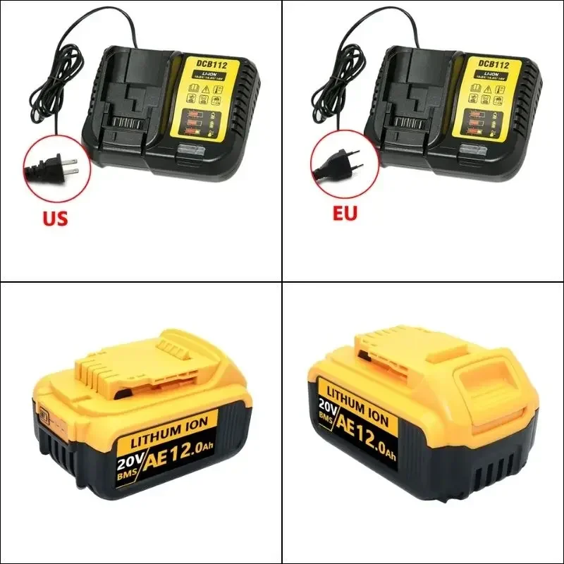 Upgraded Long-lasting Rechargeable Batteries for DeWalt, DCB205 DCB201 DCB203 Battery Compatible, 20V 12.0Ah Li-ion Replacement