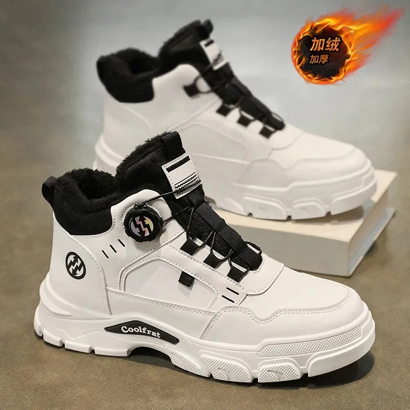 

Winter Men's Boots Fashion Velvet Warm High-top Boots British Style Thickened Warm Cotton Shoes for Men Thick-soled Ankle Boots