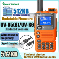 Upgraded UV-K5(8) Quansheng Walkie Talkie UV-K6 512KB Memory Expansion Full Band AM FM Type-C NOAA Wireless Frequency Ham Radios