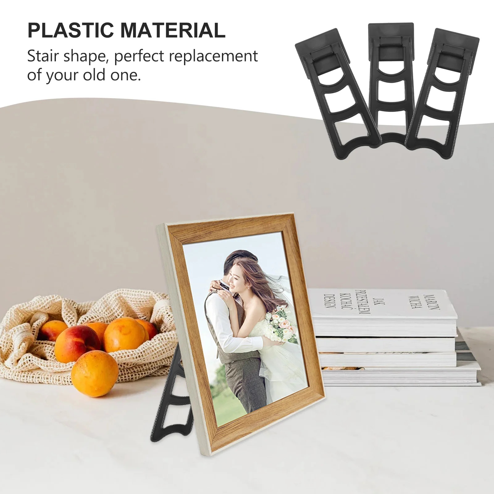 50 Pcs Photo Frame Holder Display Stand Desktop Support Trapezoid Brackets Organizer Supports Plastic