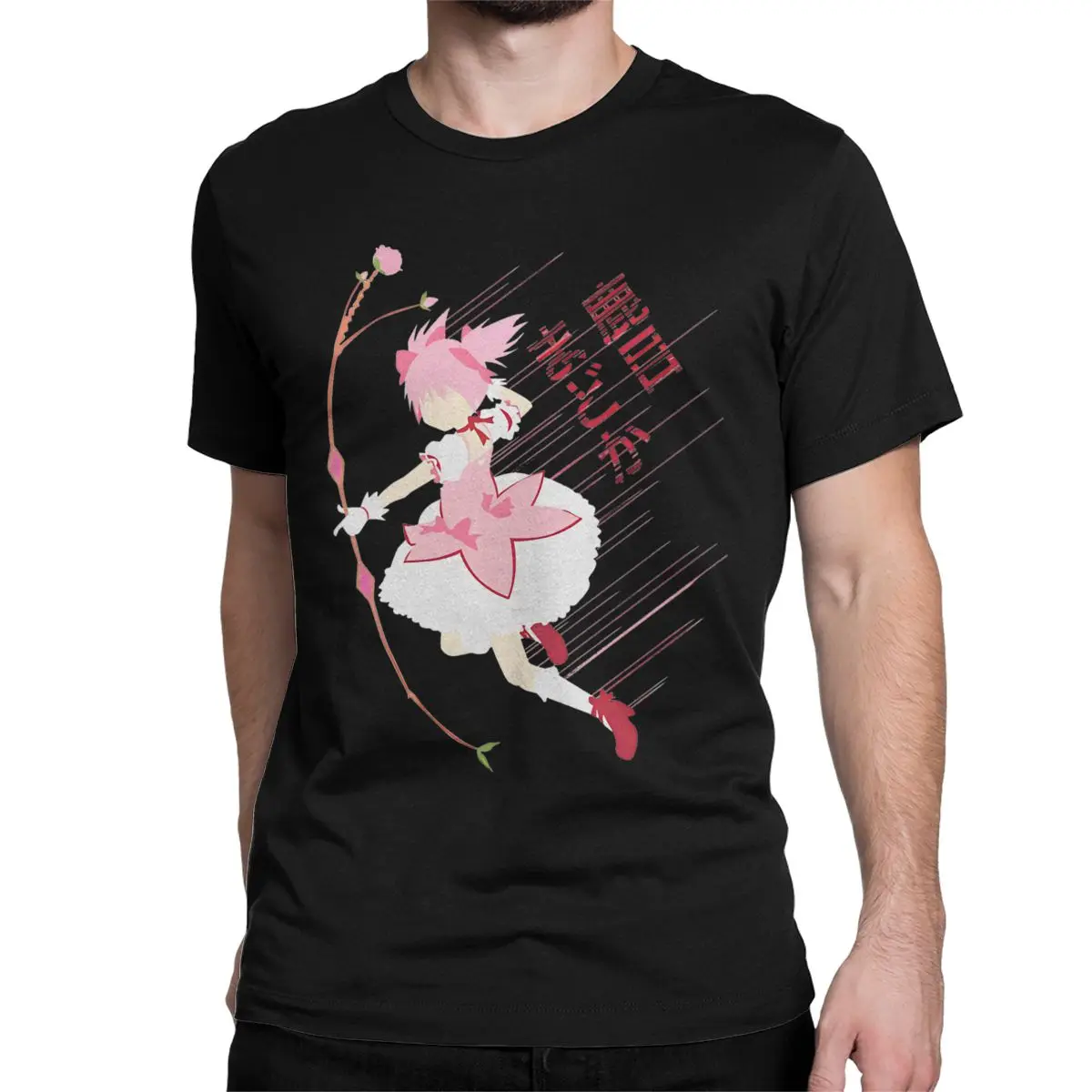 Puella Magi Madoka Magica Kanji Attack T Shirt Men Women's Cotton Awesome T-Shirt Crewneck Kyubey Anime Tees Clothing Summer