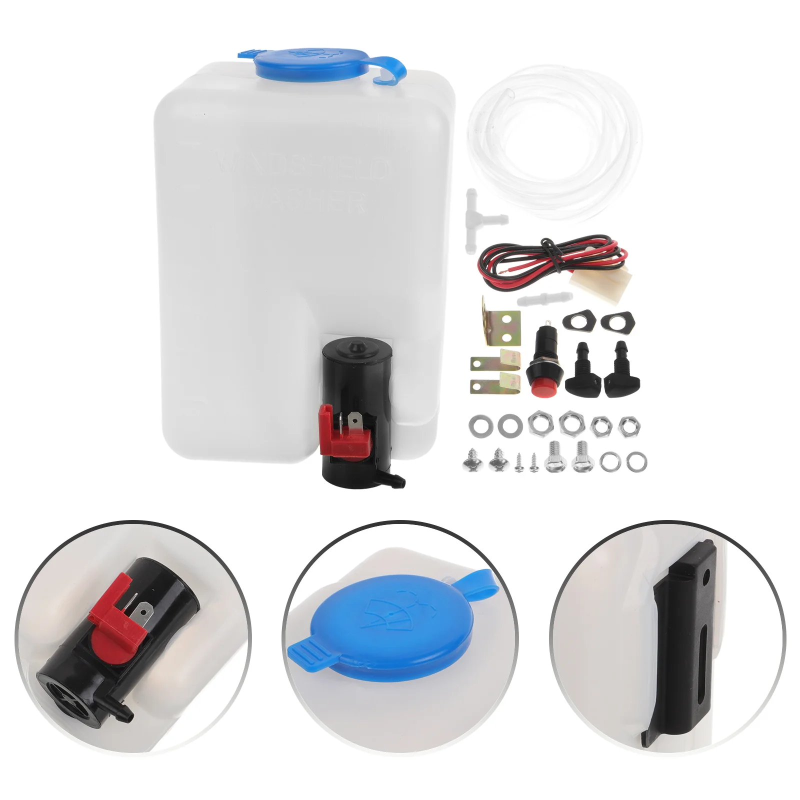 

1 Set Windshield Washer Reservoir Kit For 12V Cars, Universal Washer Fluid Tank With Hose, Automotive Windshield Cleaning Hose