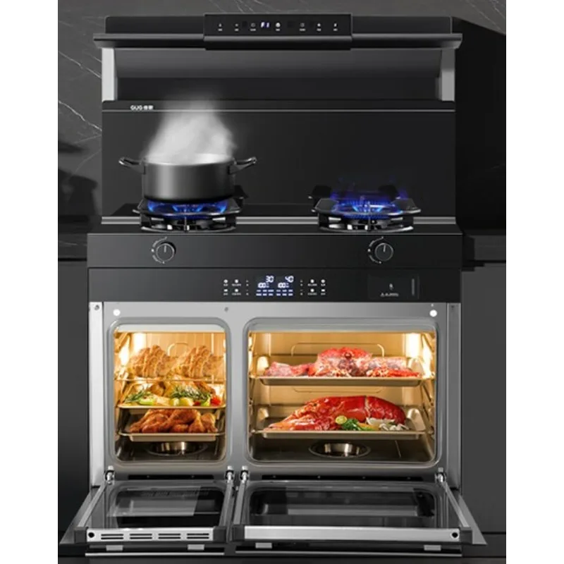 

Independent steaming and baking integrated stove, household range hood gas stove, suspended color film screen integrated