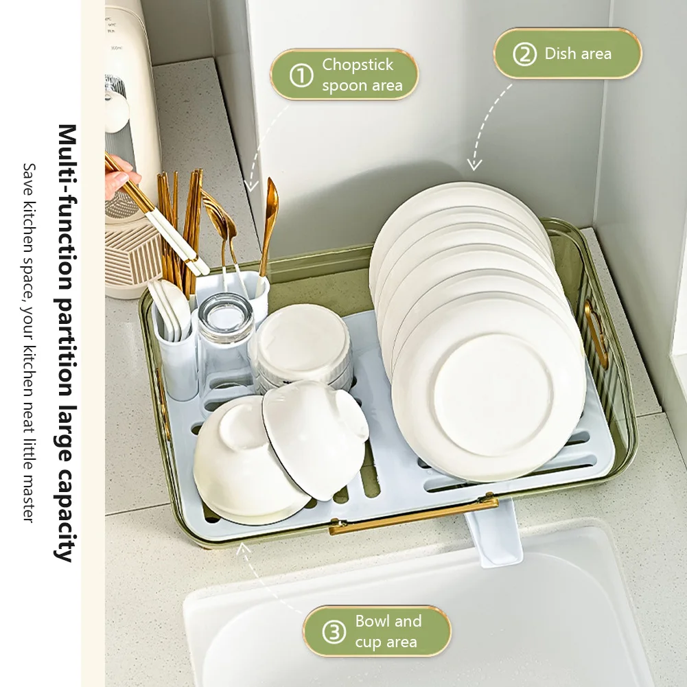 

Dish Drying Rack For Kitchen Counter With Automatic Drainage System Rustproof Dish Drainer Tray With Detachable Utensil Holder