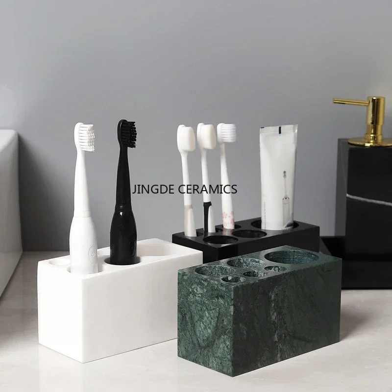 

1pc Household Marble Toothbrush Holder, Electric Toothbrush Storage Rack, Rectangular Toothbrush Base, Bathroom Accessories