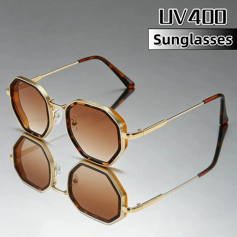 

Steampunk Sunglasses Man High-end 2026 Metal Polygonal Trendy UV Resistant Beach Travel Driving Stage Performances Glasses