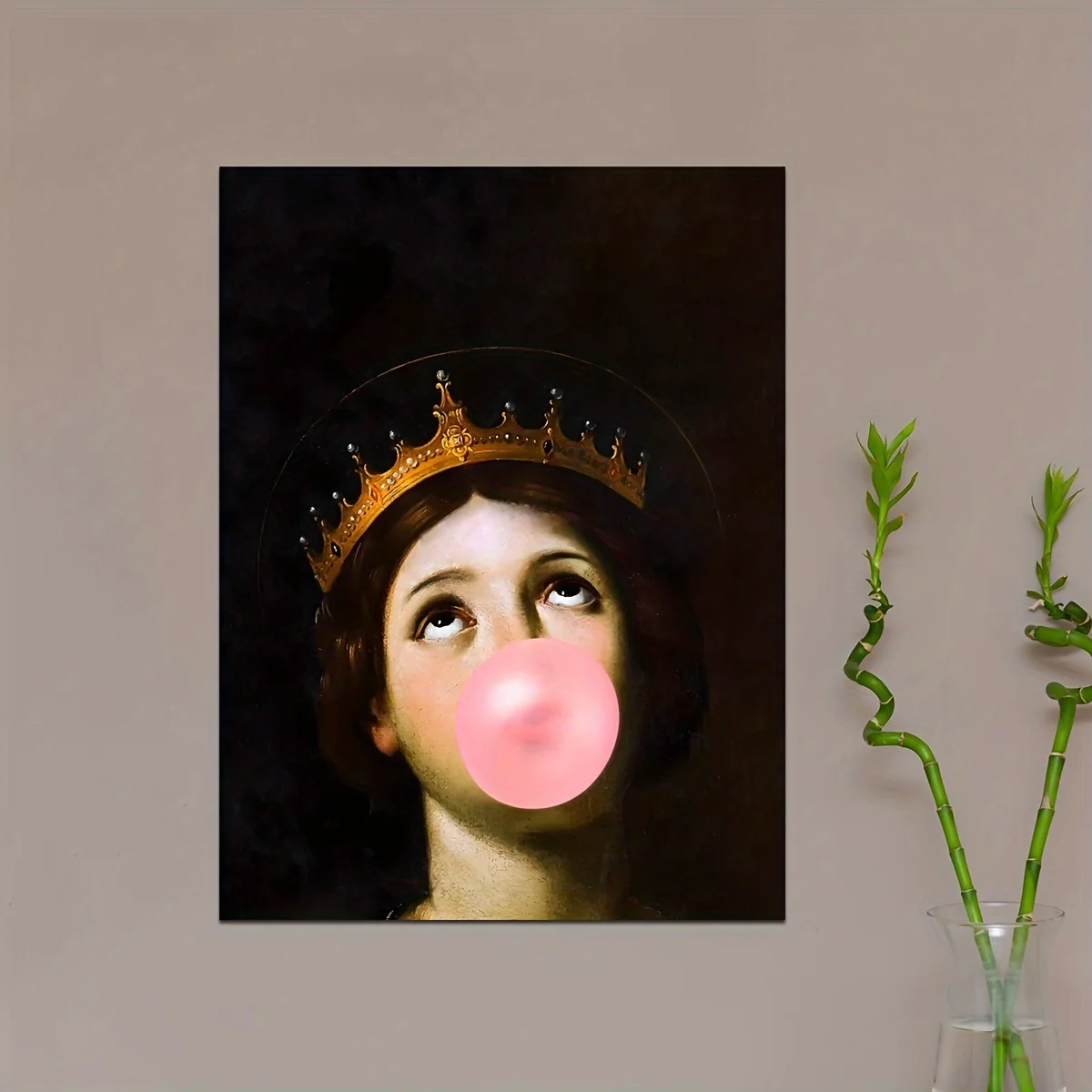 1pc Bubblegum Queen Print Funny Picture - Modern Eclectic Wall Art for Vintage Decor - Canvas Painting No Frame Included