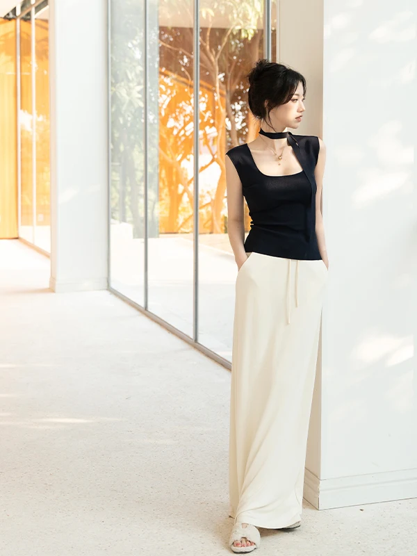 

SerioLudere Women's High Waist Long Skirt Dra Belted Hip Covering Versatile Midi Skirt for Spring Faion Ladies' Choice