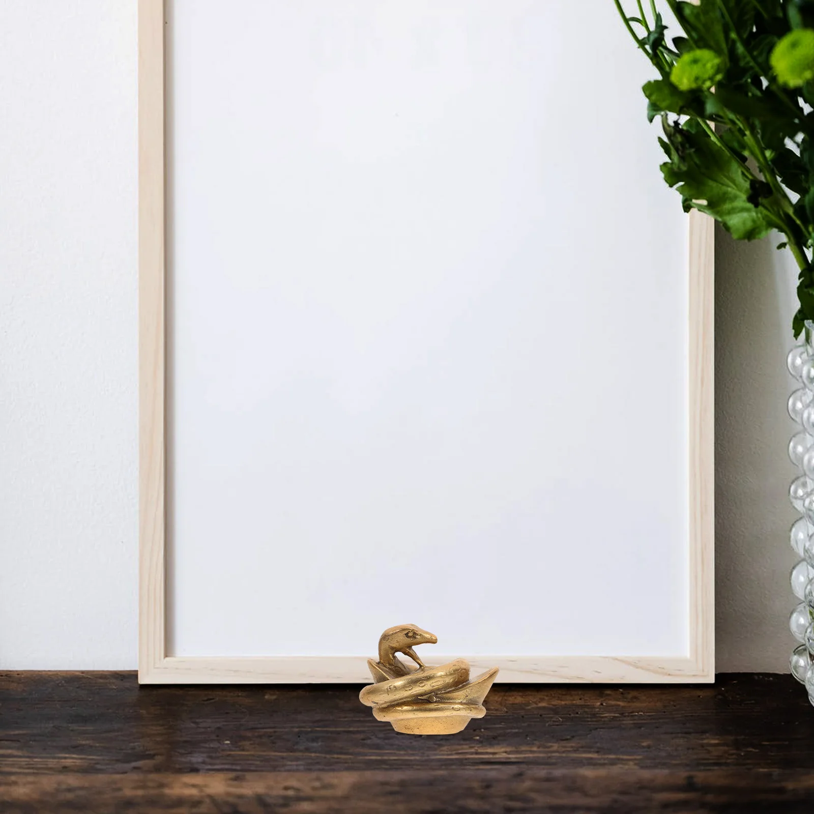 

Vintage Brass Snake Sculpture Creative Desktop Decoration for Home Office Tabletop Use Snake Statue Brass Craft Ornament
