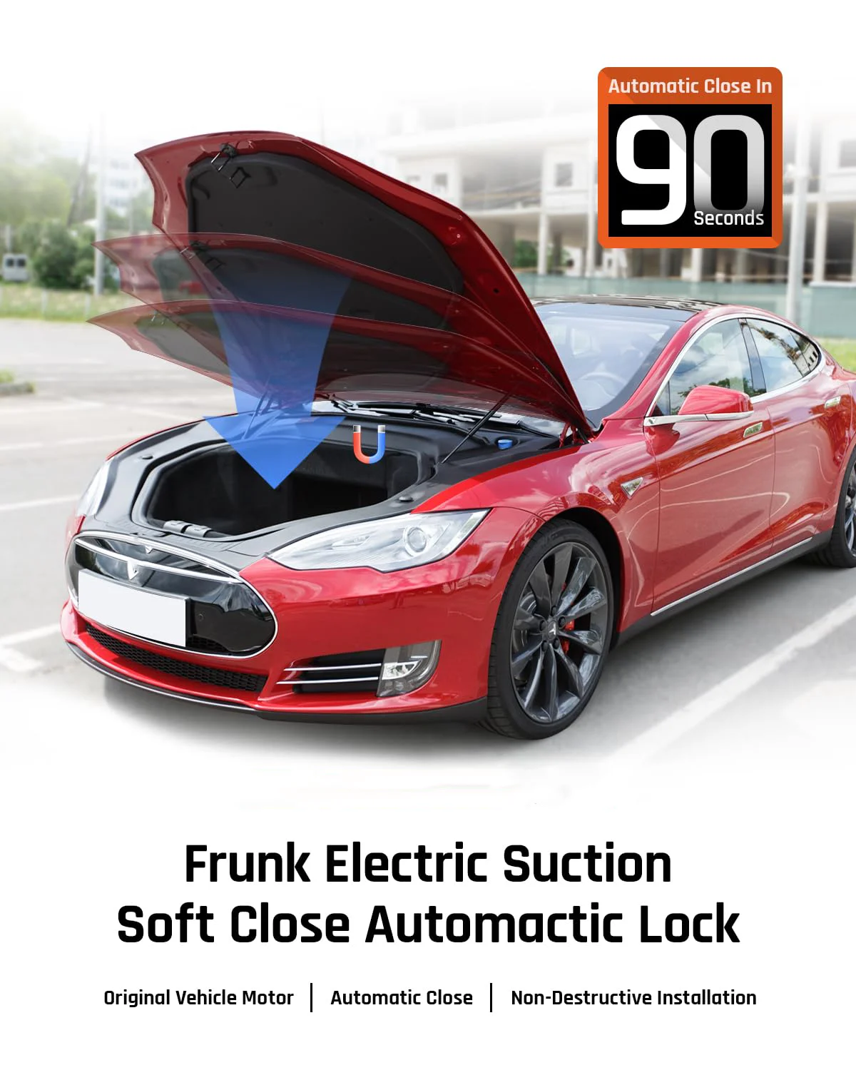 For Tesla Model Y Car Frunk Soft Closing Lock Front Trunk Auto Close Electric Cover Automatic Lock Closer 2021 2022 2023 2024