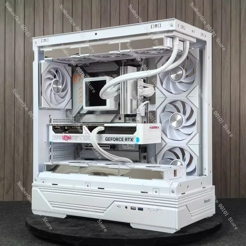 Modern Panoramic View ATX PC Case Desktop Computer Chassis Tempered Glass Side Panel Water Cooling Gaming Tower Case Spacious