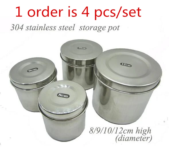 

4Pcs/Set Stainless Medical Cotton Alcohol Tank Ointment Jar Cylinder Anti High Temperature Containing Sterilized Cotton Forceps