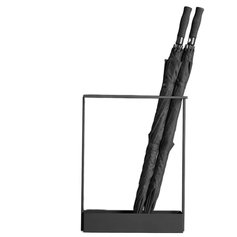 Modern Black Metal Umbrella Storage Rack Durable Commercial Stand for Home Office Hotel Lobby Entrance Organizer Holder