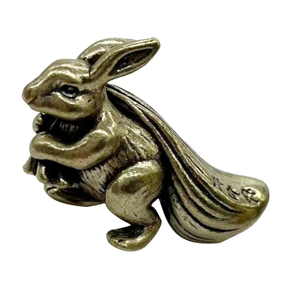 تمثال أرنب نحاسي رائع لديكور سطح المكتب القديم لغرفة المعيشة ورف الدراسة وعرض ملحقات حرفية للحيوانات في الأماكن المغلقة والخارجية #4