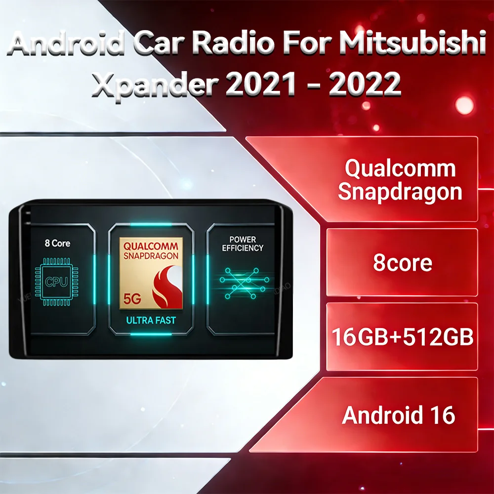 Android 16 Car Radio For Mitsubishi Xpander 2021 - 2022 QLED 4G WIFI Multimedia Video Player GPS NAVI BT 2DIN Qualcomm Head Unit
