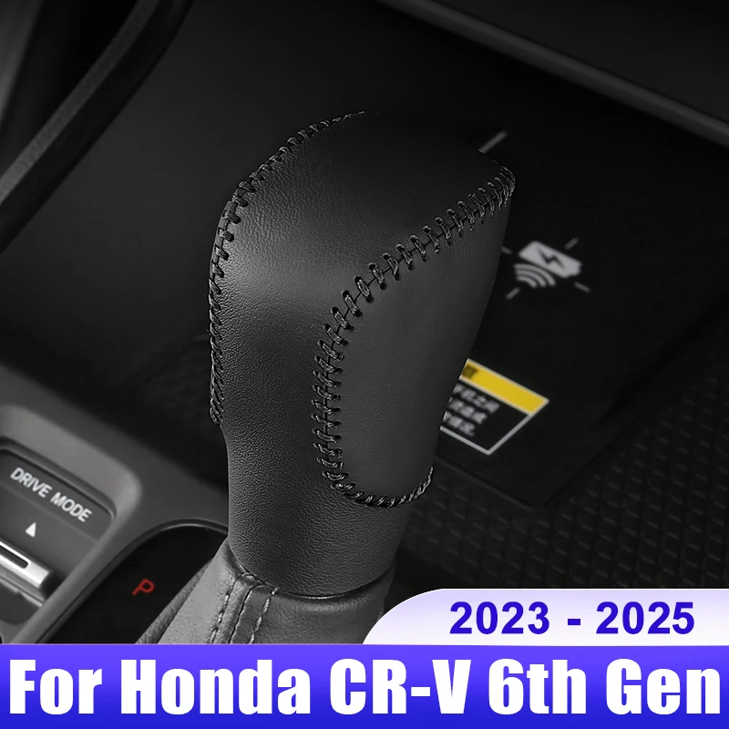 

For Honda CRV 6th Gen 2023 2024 2025 / CR-V Hybrid PU Leather Hand Sewn Car Gear Shift Knob Gear Head Cover Case Accessories