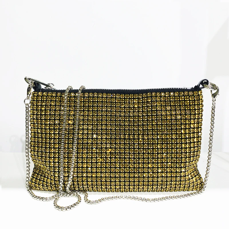 Lady Shiny Evening Bags For Women Luxury Designer Shoulder And Purses 2023 New In Metallic Mosaic Imitation Diamond Sling Bag