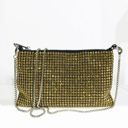 Lady Shiny Evening Bags For Women Luxury Designer Shoulder And Purses 2023 New In Metallic Mosaic Imitation Diamond Sling Bag