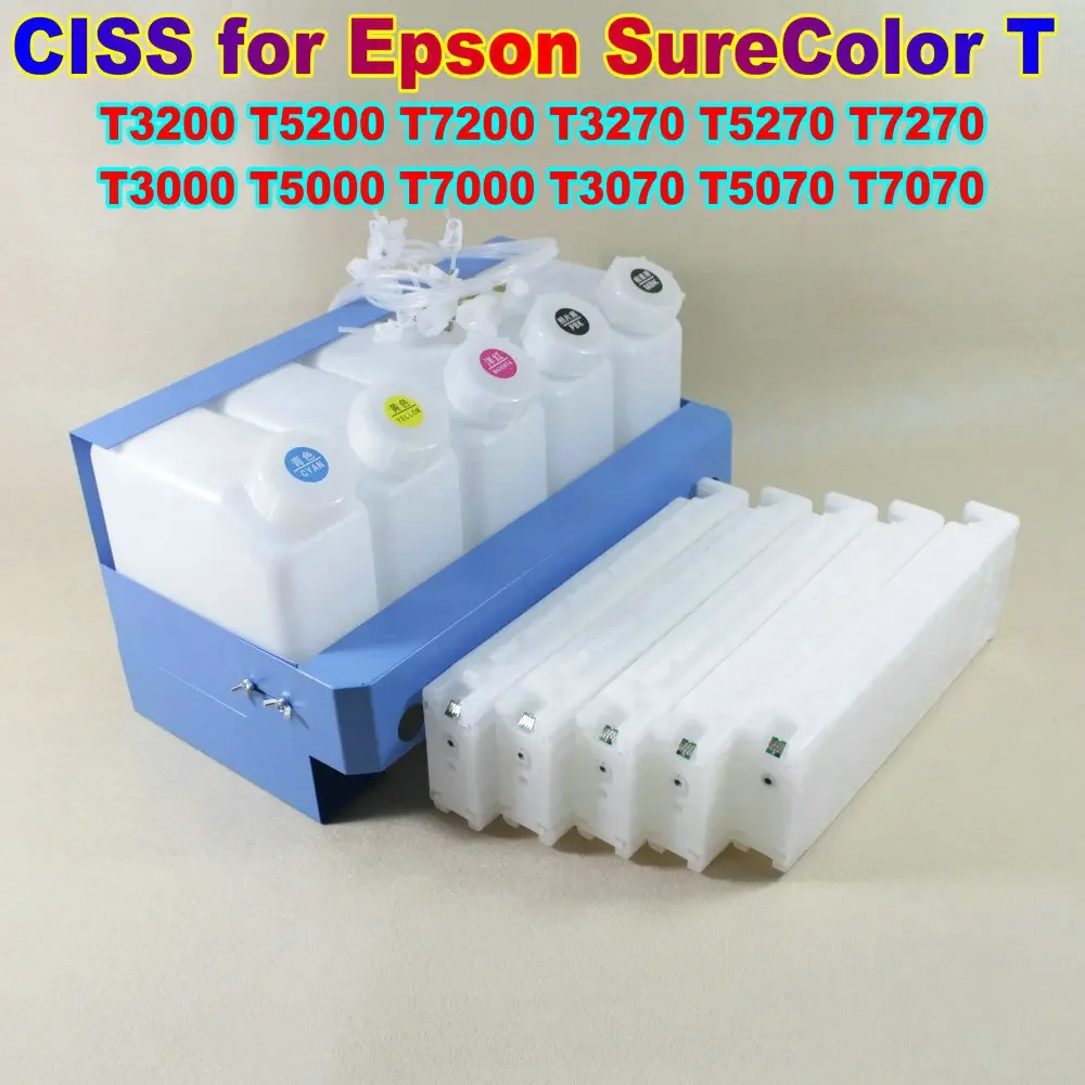 Sistem Tinta Pasokan Printer Ciss dengan Chip untuk Sistem Tinta Epson SureColor T5070 T7070 T3200 T3070 T7200 T5200 T3270 T5270 T7270