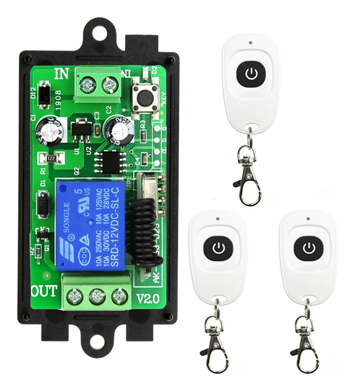 DC12V 24V 1CH Remote Kontrol Nirkabel Saklar Lampu LED Output Relai Pengendali Radio Pemancar RF dan Penerima 433 MHz