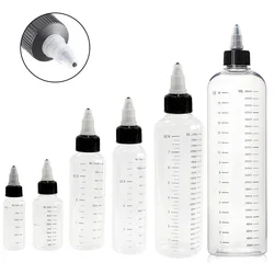 1Pcs Transparent Plastic Graduated Bottles Twist Cap Travel Refillable Squeeze Bottles Liquids Inks Oils Arts Hair Dye Container