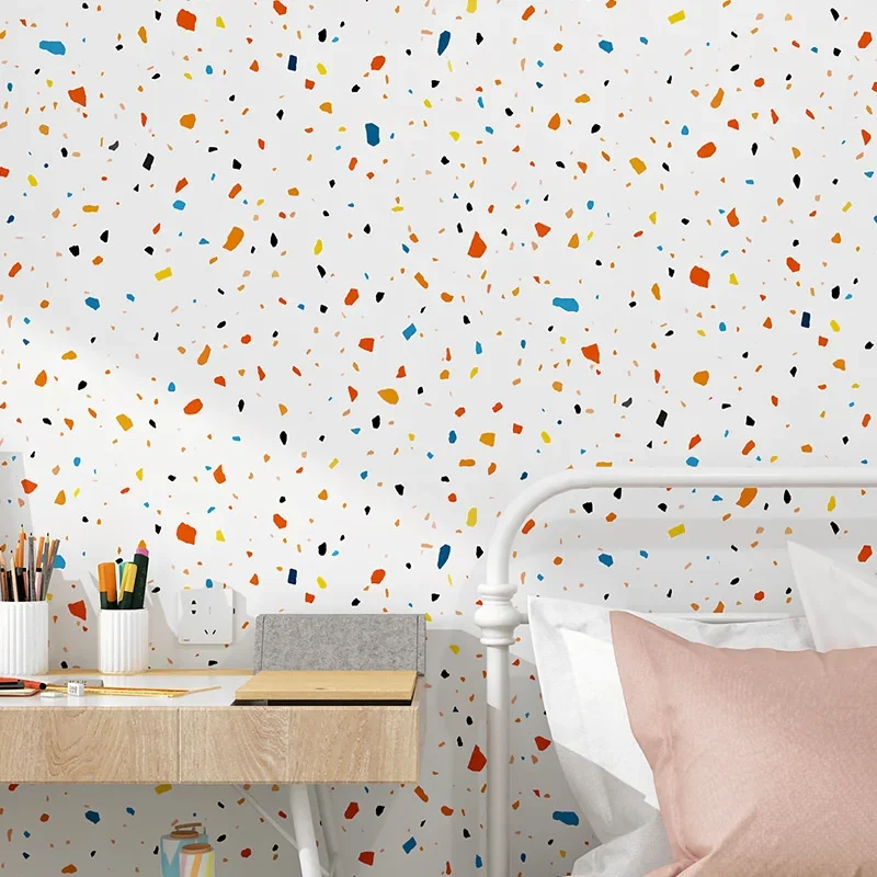 Ins wallpaper living room bedroom Nordic style color orange children's room Princess Girl non-woven wallpaper