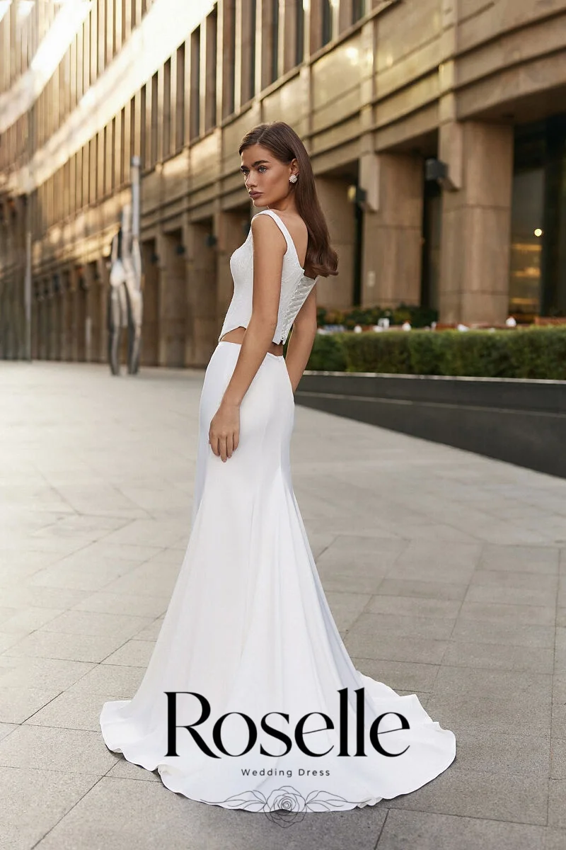 ROSELLE Two Piece Square Neck Mermaid Wedding Dress Corset Lace Applique Lace Up 2026 Bridal Gown Customized Vestido De Novia