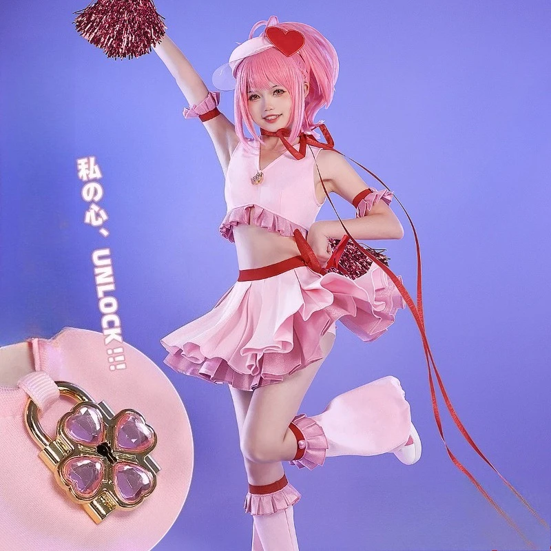

Anime Shugo Chara Cosplay Costume Cute Pink Hinamori Amu Dress Sets Fight Uniforms Party Masquerade Carnival Suit for Women Girl