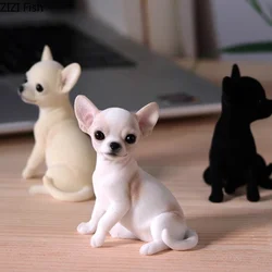 Plucked Chihuahua Ornament Small Animal Sculpture Statue Simulated Dog Doll Car Display Home Accessories Decoration Crafts