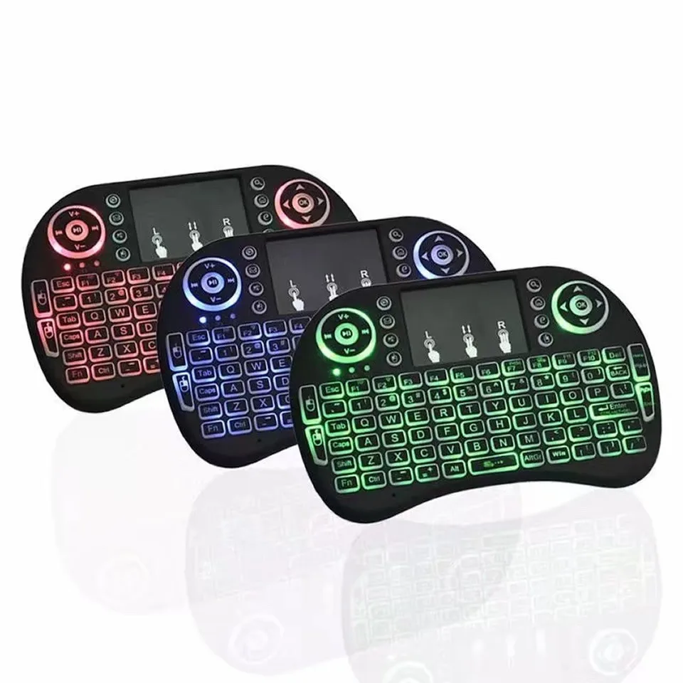 I8 retroiluminado mini teclado sem fio inglês russo francês espanhol português 2.4g ar mouse touchpad remoto para android caixa de tv pc