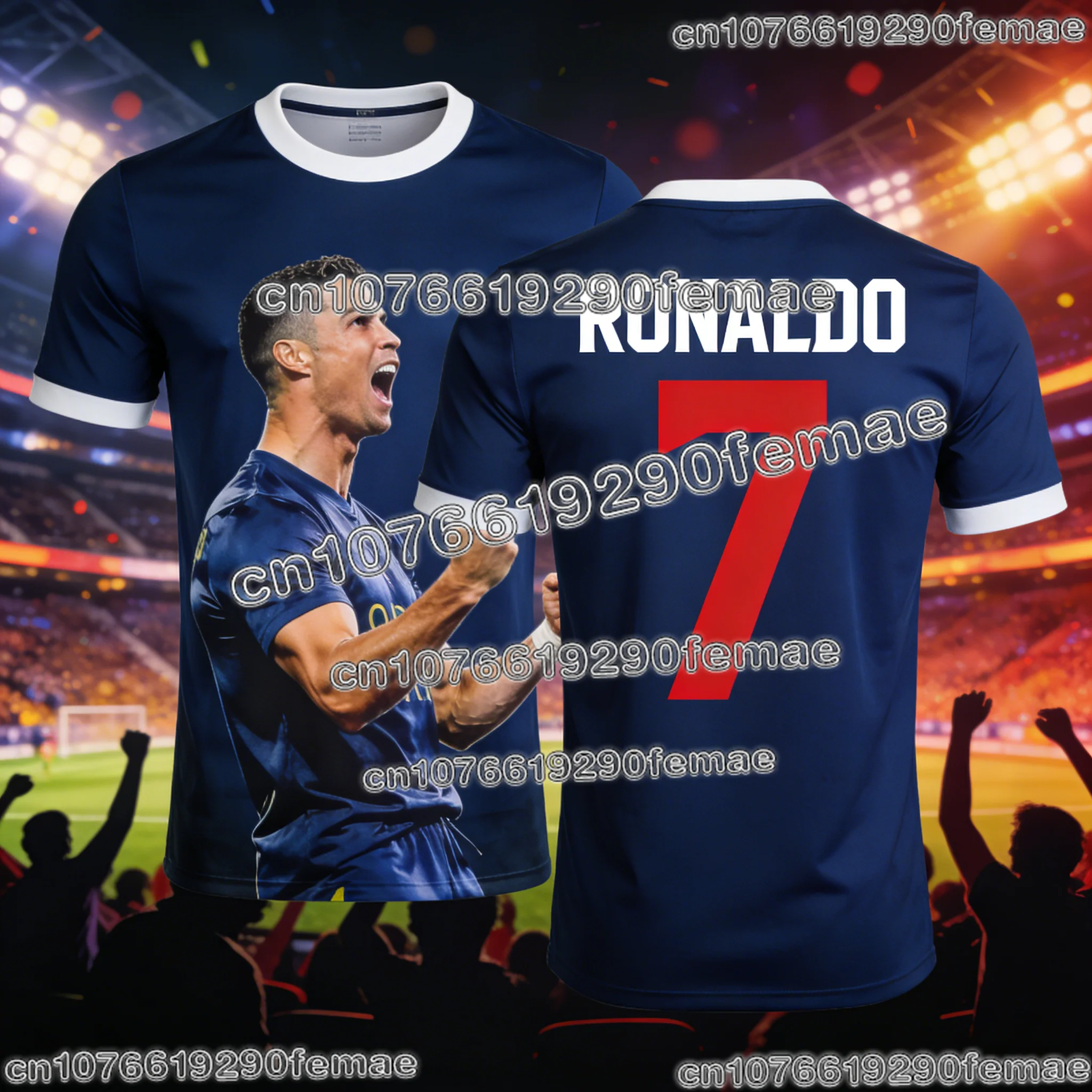 

Новинка 2026, хит продаж, модная футбольная суперзвезда Роналду, Джерси с 3D принтом, повседневная дышащая быстросохнущая памятная футболка для фанатов