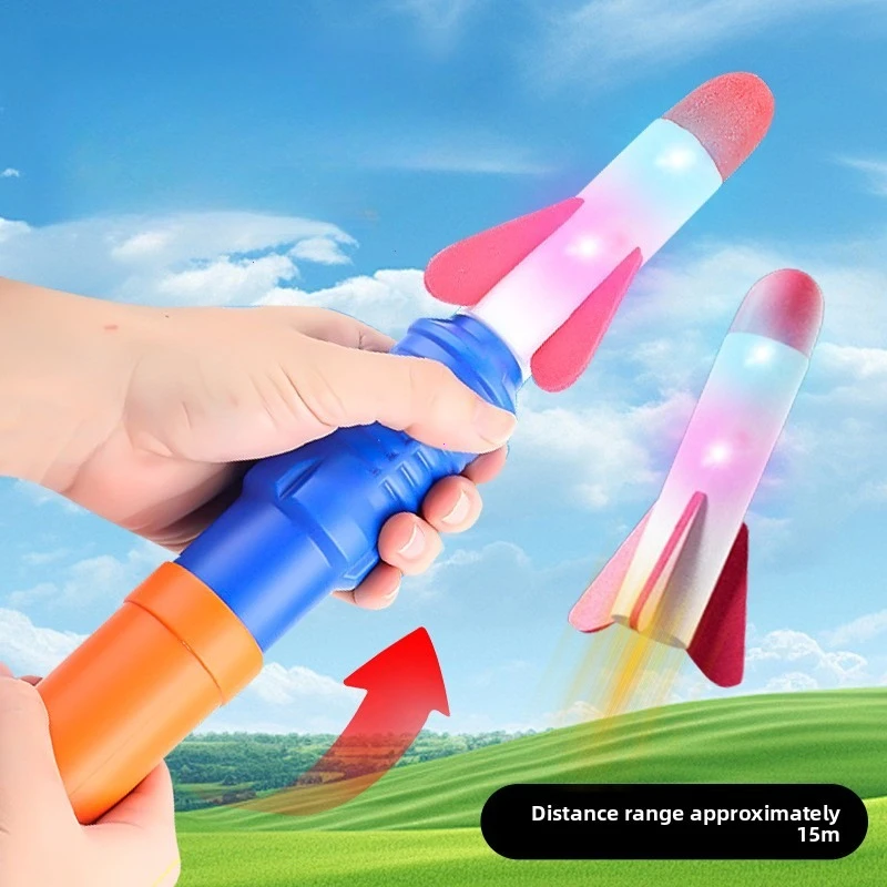 Juego de juguetes lanzadores de cohetes de espuma para niños, regalos de cumpleaños al aire libre, cohetes blandos por lanzador, dispara hasta 50 pies