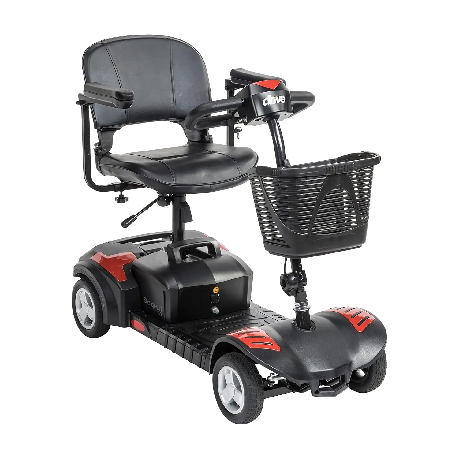 

Spitfire Scout 4-Wheel Power Luxury Travel Scooter with Extended 15 Mile Range Battery, Red/Blue, Customized