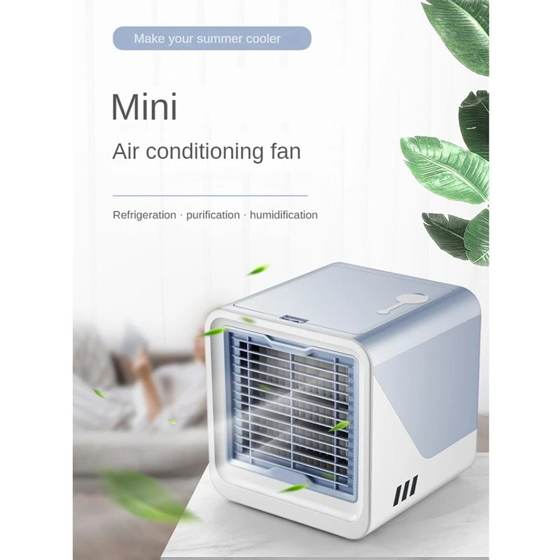 Condicionador de ar portátil, Pequeno ar condicionado Fanless ao ar livre, 7 luzes coloridas, Mini refrigerador de ar para escritório e quarto