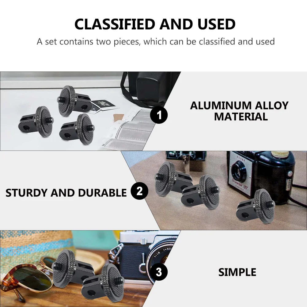 

2PCS Tripod Adapter Camera Accessories 1/4 inch 20 Threads Action Camera Accessories Aluminum Alloy Photography